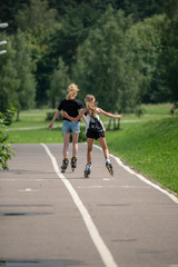 girl roller skate in park