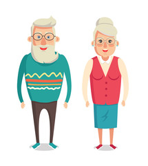 Grandparents Cartoon Character Grandma and Grandpa