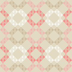 Seamless abstract geometric pattern. Mosaic texture. Cross-stitch. Textile rapport.