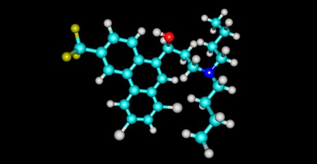 Halofantrine molecular structure isolated on black