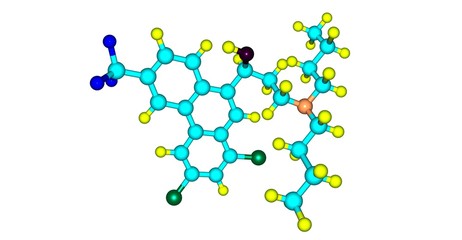 Halofantrine molecular structure isolated on white