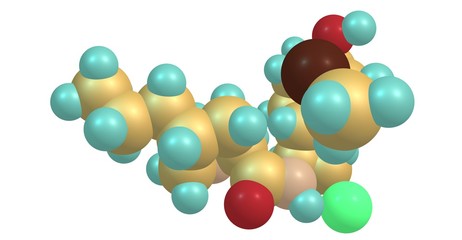 Clindamycin molecular structure isolated on white