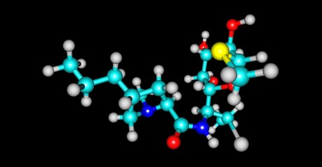 Clindamycin molecular structure isolated on black