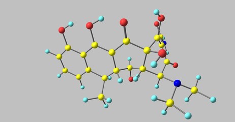 Naklejka premium Doxycycline molecular structure isolated on grey