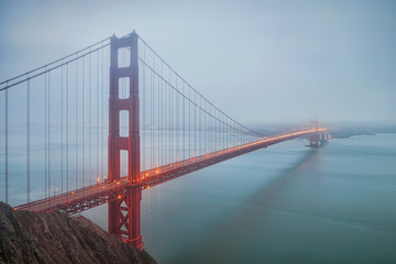 Golden Gate Bridge on a Foggy Morning