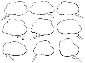 set of comic speech bubbles and thought balloons vector illustration