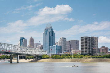 The Cincinnati skyline and Ohio River, seen from Newport, Kentucky.