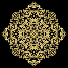 Elegant vintage vector round golden ornament in classic style. Abstract traditional pattern with oriental elements. Classic vintage pattern