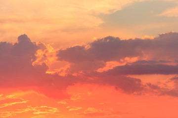 Fototapeta premium Beautiful orange sunset sky. Natural background