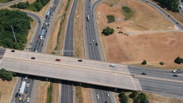 Aerial view of highway traffic