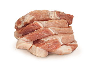 Raw pork steaks on white isolated background