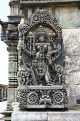 Ornate wall panel reliefs depicting Goddess Kali. Ranganayaki, Andal, temple, Chennakesava temple complex, Belur, Karnataka. West wall.