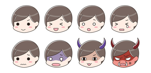 喜怒哀楽　表情セット　男性