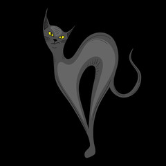 Black halloween card with grey сat.