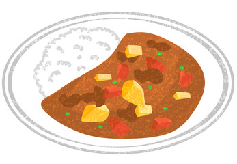 カレーライス　手描き風