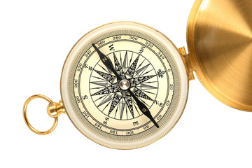 Fototapeta na wymiar Vintage compass on white background