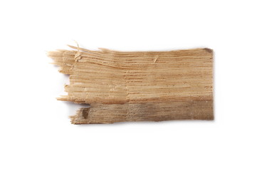 Piece of broken wooden plank isolated on white, board background