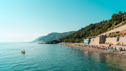 Obraz premium Sigal Resort Beach in Rana e Hedhur beach in northern Adriatic Albanian sea.