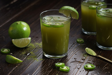 iced green tea with lime and green chilli