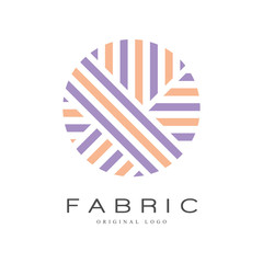Fabric original logo template, creative sign for yarn shop, craft store, company identity, advertising, poster, banner, flyer vector Illustration