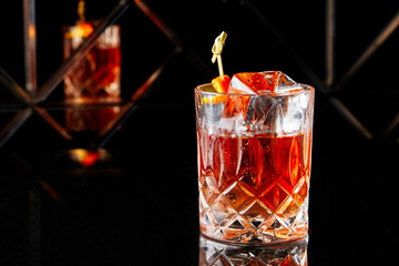 Whiskey with a large cube of ice