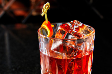 Whiskey with a large cube of ice