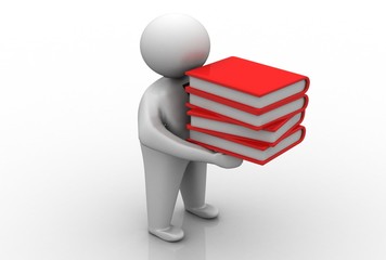 3d rendering student with books
