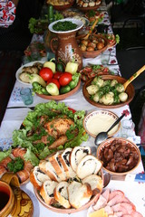 Traditional Ukrainian festive dinner meals