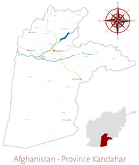 Large and detailed map of the afghan province of Kandahar.