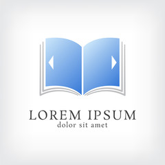 ebook vector logo design template, minimal notebook with botton, education abstract sign, vector illustration