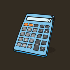 Calculator illustration on color background