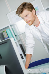 young working with the computer man