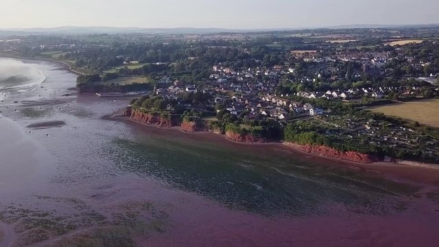 Aerial view of Lympstone, a village in East Devon, England. STATIC CROP
