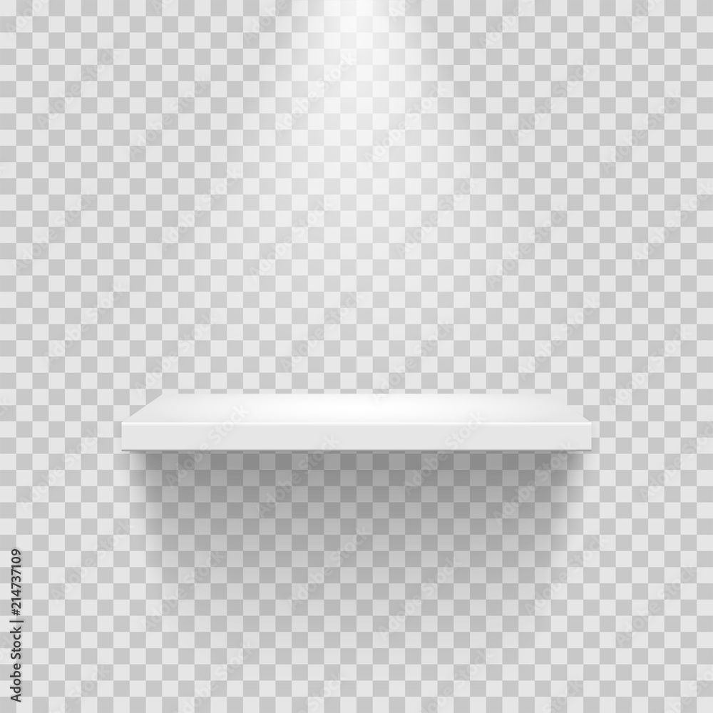 Wall mural vector empty white shelf isolated on transparent background.