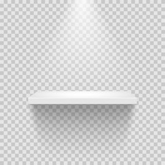Vector empty white shelf isolated on transparent background.