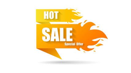 Hot sale fire special price offer deal vector labels banner templates designs with flame. Vector illustration.