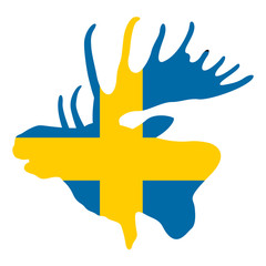  moose head on finland flag background vector