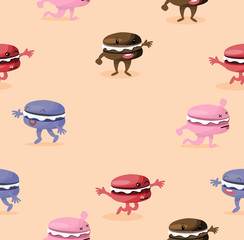 Cute macaroon characters pattern