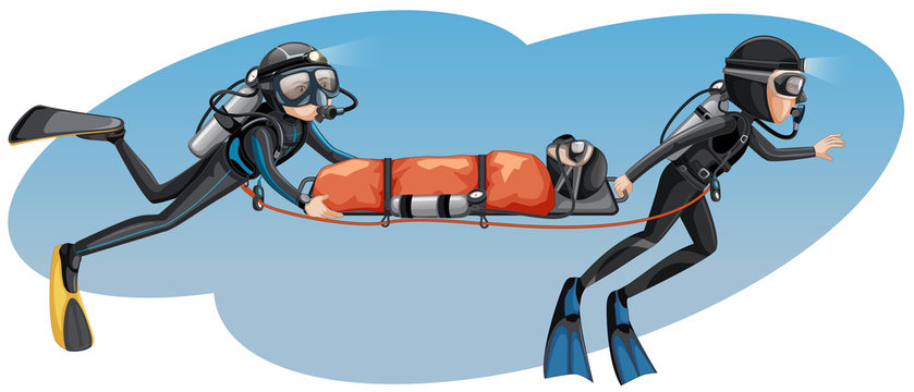 Divers saving a child