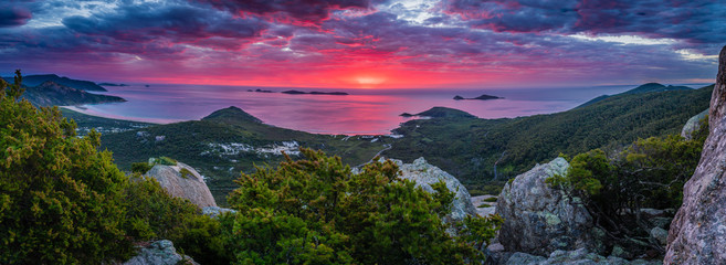Stunning red and pink sunset in Wilsons promontory national park