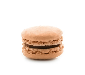Tasty macaron on white background