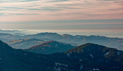 Fototapeta premium Voralpen sunset from Windhagkogel, Gruenau in Almtal, Austria