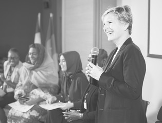 Businesswoman having a speech at a seminar