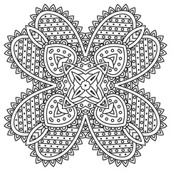 Vector template zentangle mandala for decorating greeting cards, coloring books, art therapy, anti stress, print for t-shirt and textile.