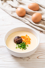 steamed egg with vegetable, mushroom and carrot