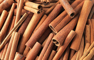 Aromatic cinnamon sticks, closeup