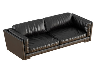 Black leather sofa with folds