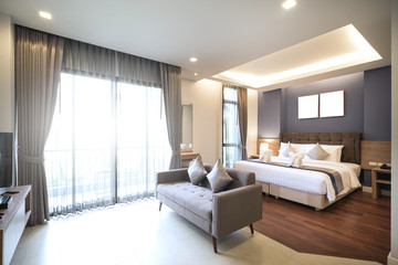 Comfort hotel bedroom in luxury style