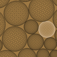 microscopic illustration with graphic spheres in gold shades