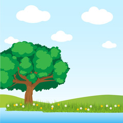 Tree and lake Illustration vector
